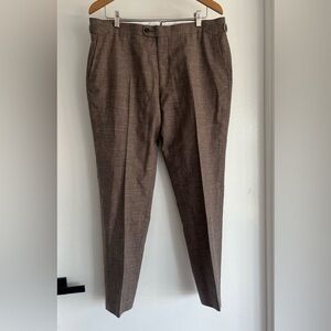 Suitsupply Brescia SA Wool Silk Linen Dress Pants Size 52  (US 36”) Brown